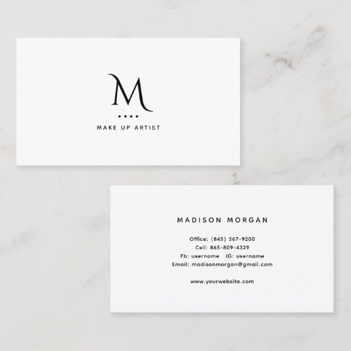 Makeup Artist Business Card Minimalist Monogram