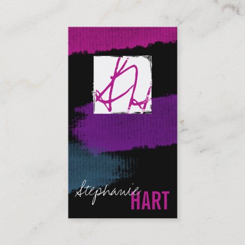 Makeup Artist Business Card Modern Grunge Monogram