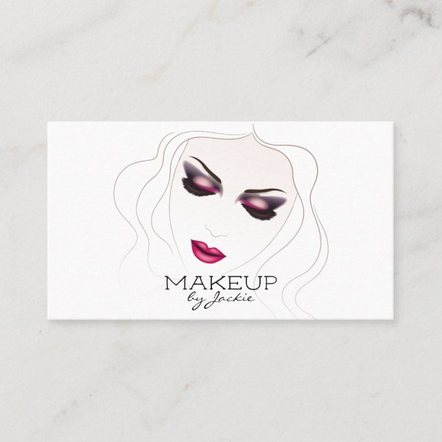 Makeup Artist Business Card w/ Sketch Woman (Front)