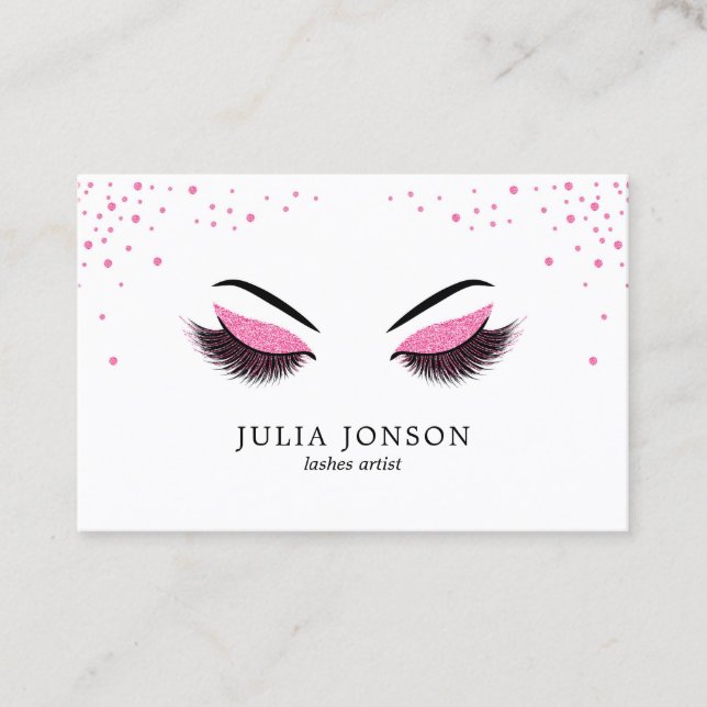 Makeup artist business card with glitter effect (Front)