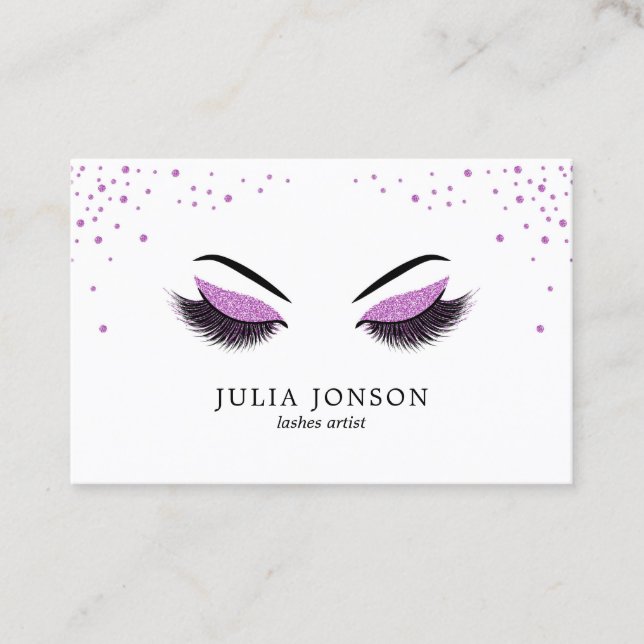 Makeup artist business card with glitter effect (Front)