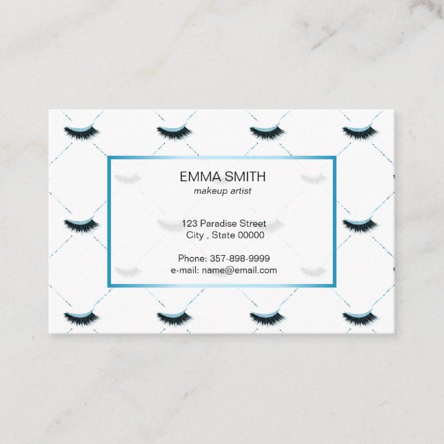 Makeup artist business card with glitter effect (Front)