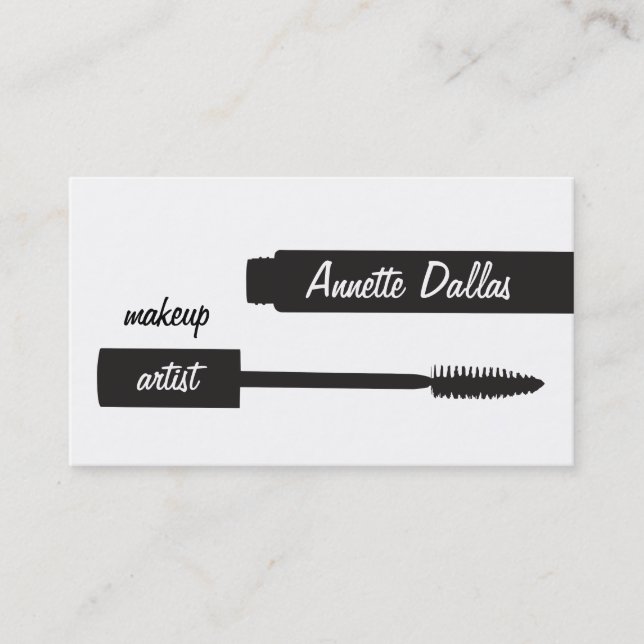 Makeup artist business cards black-white (Front)