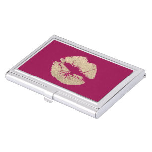 Makeup Artist Business Cards - Golden Kiss Card Case