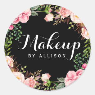 Makeup Artist Calligraphy Script Floral Wrapping Classic Round Sticker