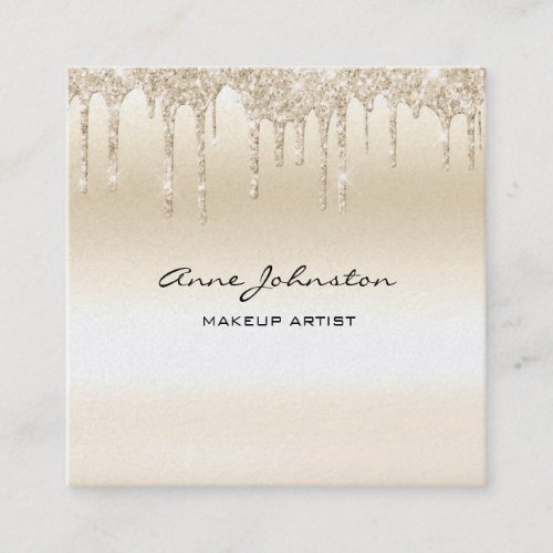 Makeup Artist Champagne Glitter and Sparkle Square Business Card