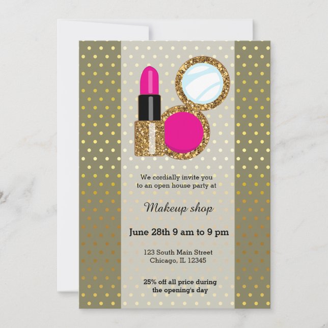 Makeup artist - choose background color invitation (Front)