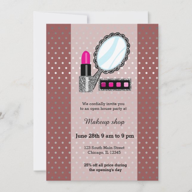 Makeup artist - choose background color invitation (Front)