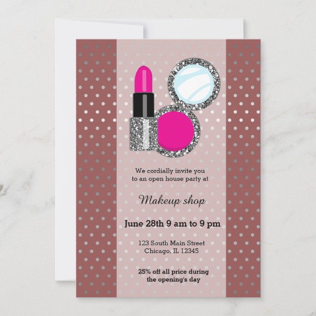 Makeup artist - choose background color invitation (Front)