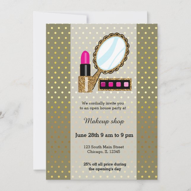 Makeup artist - choose background color invitation (Front)