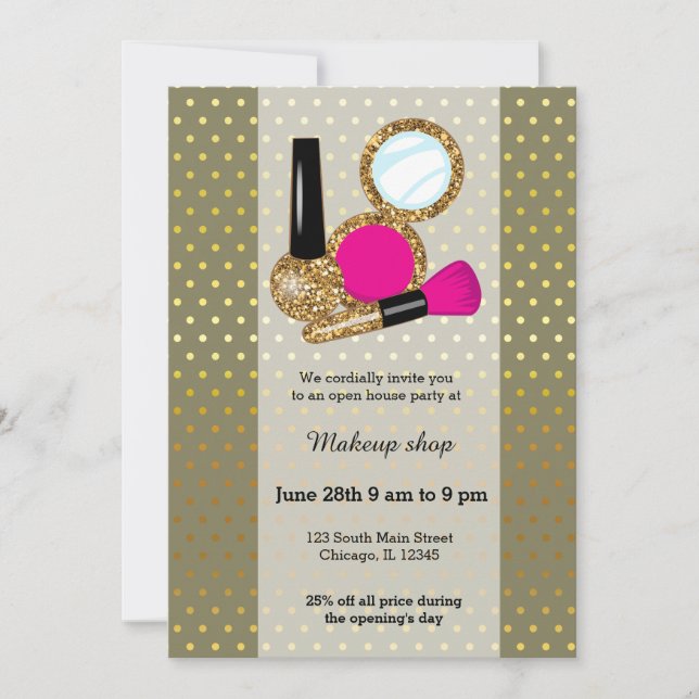 Makeup artist - choose background color invitation (Front)