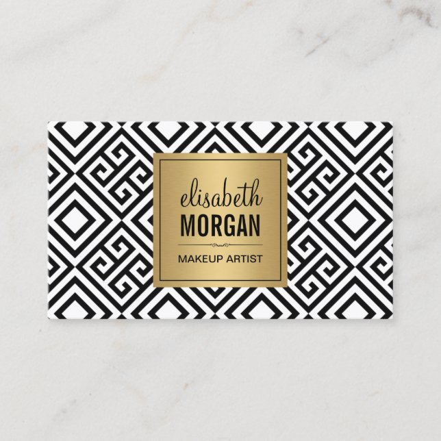 Makeup Artist - Classy Gold Abstract Pattern Business Card (Front)