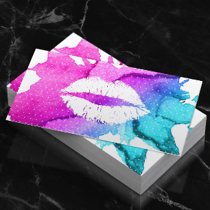 Makeup Artist Classy Watercolor Lips Modern Business Card
