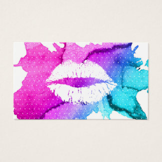 Makeup Artist Classy Watercolor Lips Modern Business Card