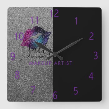 Makeup Artist Colorful Lips Clock by chandraws at Zazzle