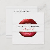 Makeup artist cool 3d red lips modern gray beauty square business card (Front/Back)