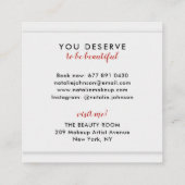 Makeup artist cool 3d red lips modern gray beauty square business card (Back)