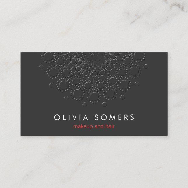 Makeup Artist Cool Faux Embossed Black Business Card (Front)