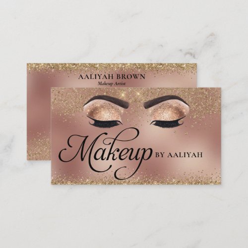 Makeup Artist Copper Gold Glam Beauty Salon Business Card