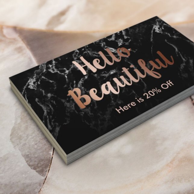 Makeup Artist Copper Typography Marble Referral Card (Creator Uploaded)