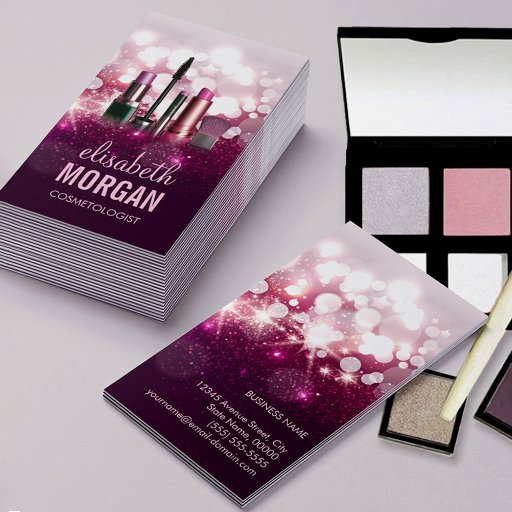 Customizable Makeup Artist Cosmetician - Pink Beauty Glitter Business Card