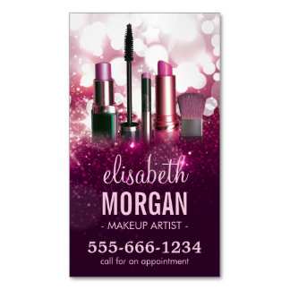 Makeup Artist Cosmetician - Pink Beauty Glitter Business Card Magnet