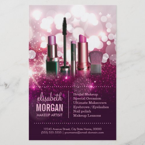 Makeup Artist Cosmetician _ Pink Beauty Glitter Flyer