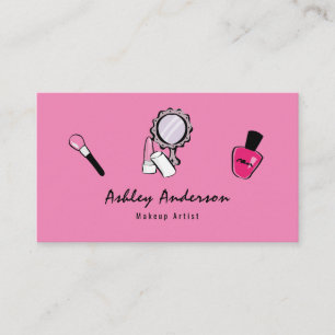 Makeup Artist Cosmetics Bright Pink Business Card