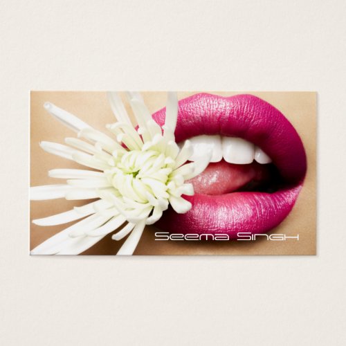 Makeup Artist cosmetics lips white flower Business Card