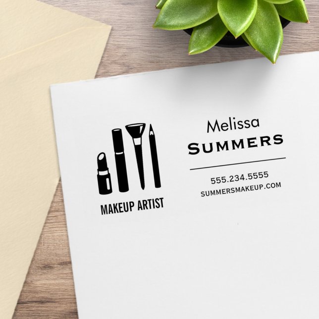 Makeup Artist Cosmetics Lipstick Mascara Address Rubber Stamp (Creator Uploaded)
