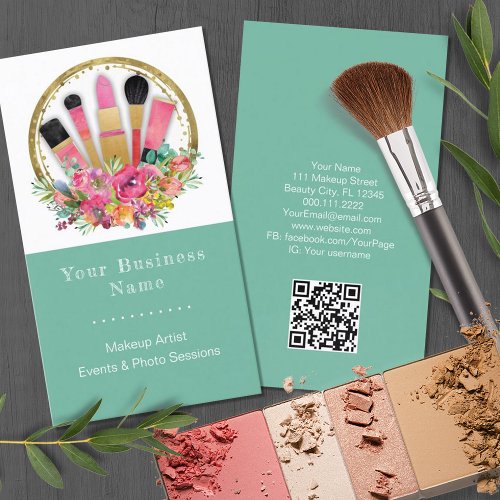 Makeup Artist Cosmetologist Beautician QR Code Business Card