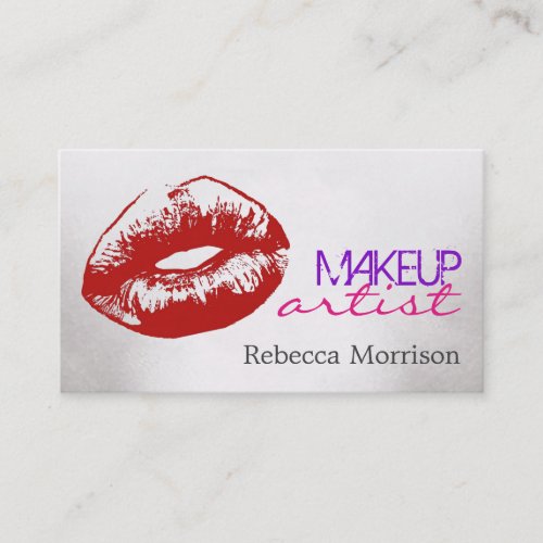 Makeup Artist Cosmetologist Red Lips Business Card