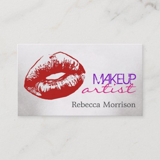 Customizable Makeup Artist Cosmetologist Red Lips Double-Sided Standard Business Cards (Pack Of 100)