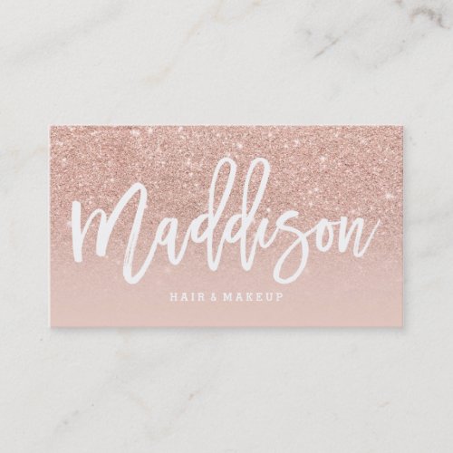 Makeup artist custom typography blush rose gold business card