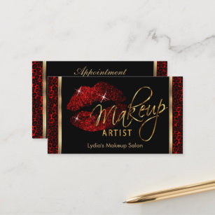 Makeup Artist- Dark Red Appointment Card