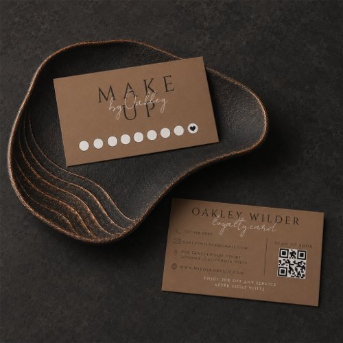 Makeup Artist Dark Terracotta QR Code  Loyalty Card