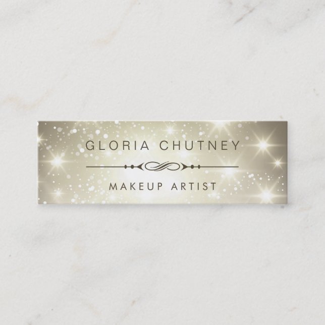 Makeup Artist - Dazzle Sparkling Bokeh Glitter Mini Business Card (Front)