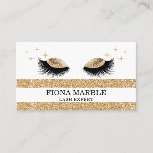 Makeup Artist Deep Sepia Glitter Lash Black Gold Business Card