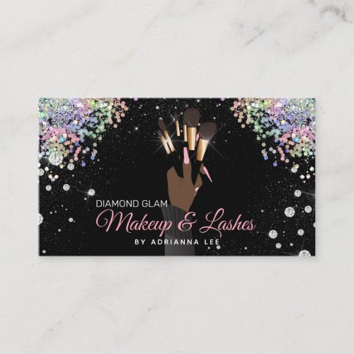 Makeup Artist Diamond Holographic Glitter Salon Business Card