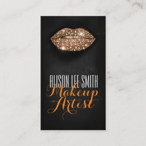 Customizable Makeup Artist/Diamonds Sparkle Lips Double-Sided Standard Business Cards (Pack Of 100)