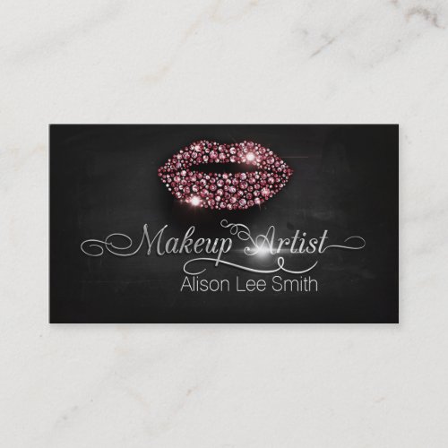 Makeup Artist/Diamonds Sparkle Lips Business Card Templates