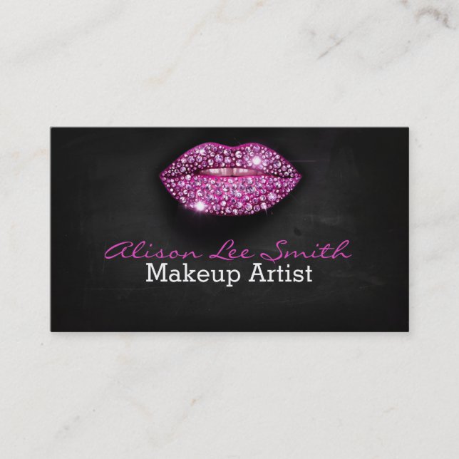 Makeup Artist/Diamonds Sparkle Lips Business Card (Front)