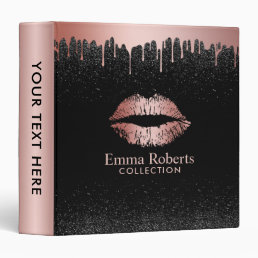 Makeup Artist Dripping Rose Gold Lips Beauty Salon 3 Ring Binder