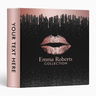 Makeup Artist Dripping Rose Gold Lips Beauty Salon 3 Ring Binder