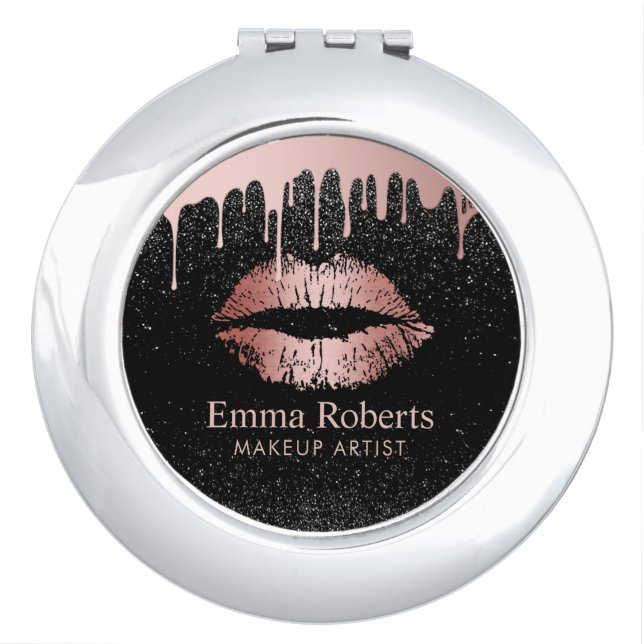 Makeup Artist Dripping Rose Gold Lips Beauty Salon Mirror (Front)