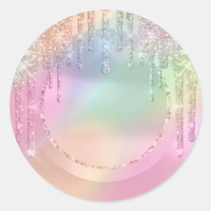 Makeup Artist  Drips Rose Glitter Sweet 16th Classic Round Sticker