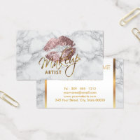 Makeup Artist Dusty Rose and Gray Marble Business Card
