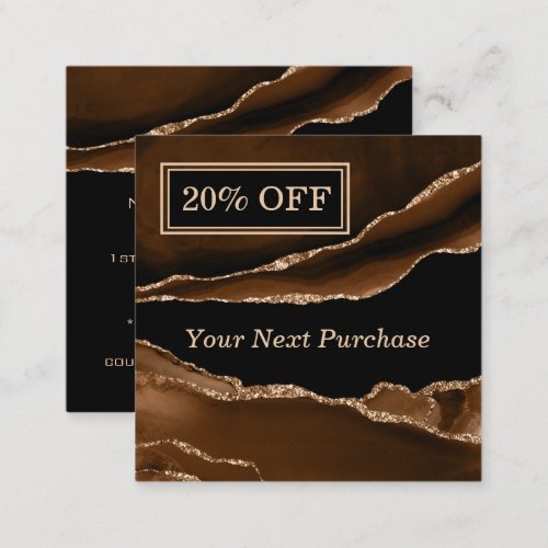 Makeup Artist Elegant Agate Black and Gold Marble  Discount Card