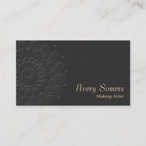 Makeup Artist Elegant Faux Embossed  Black Business Cards