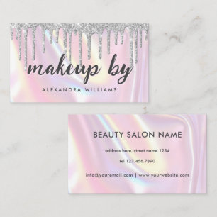 Makeup Artist Elegant Iridescent Pearlescent Pink Business Card